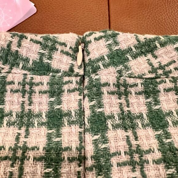 Fashion on Earth Tencel Wool Women’s Green and Cream Check Skirt, Size M, NWT - Picture 3 of 6